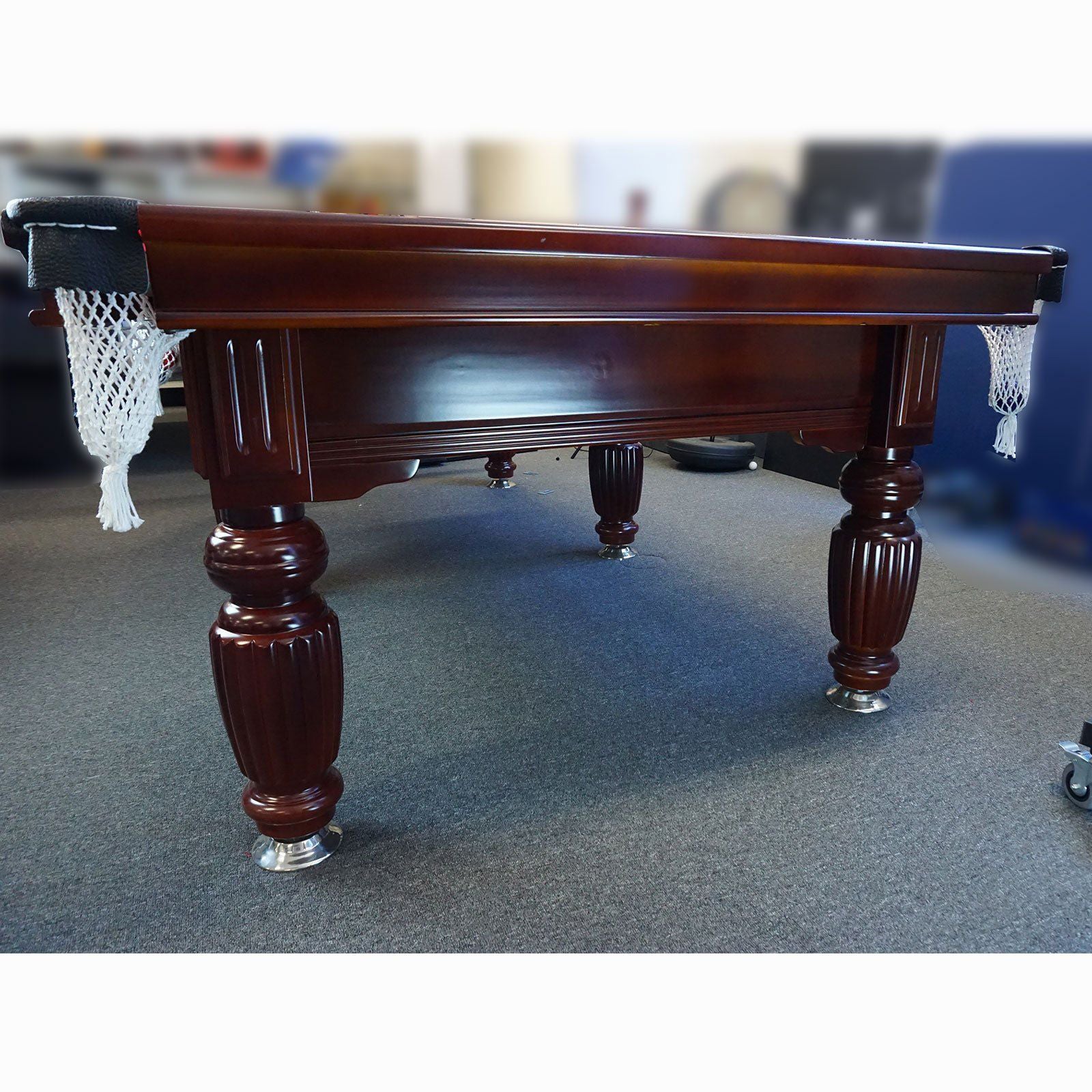 Eeeza 9FT Slate Billiard Pool Table with Full Accessories – Deep Mahogany Frame