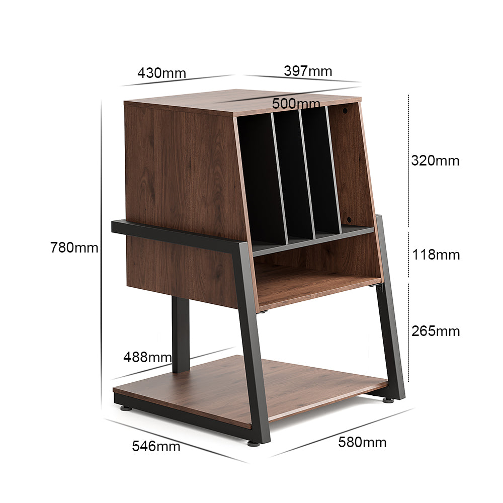 FITUEYES Vinyl Record Storage Cabinet – Retro-Inspired 2-Tier Stand for Records & Audio Gear