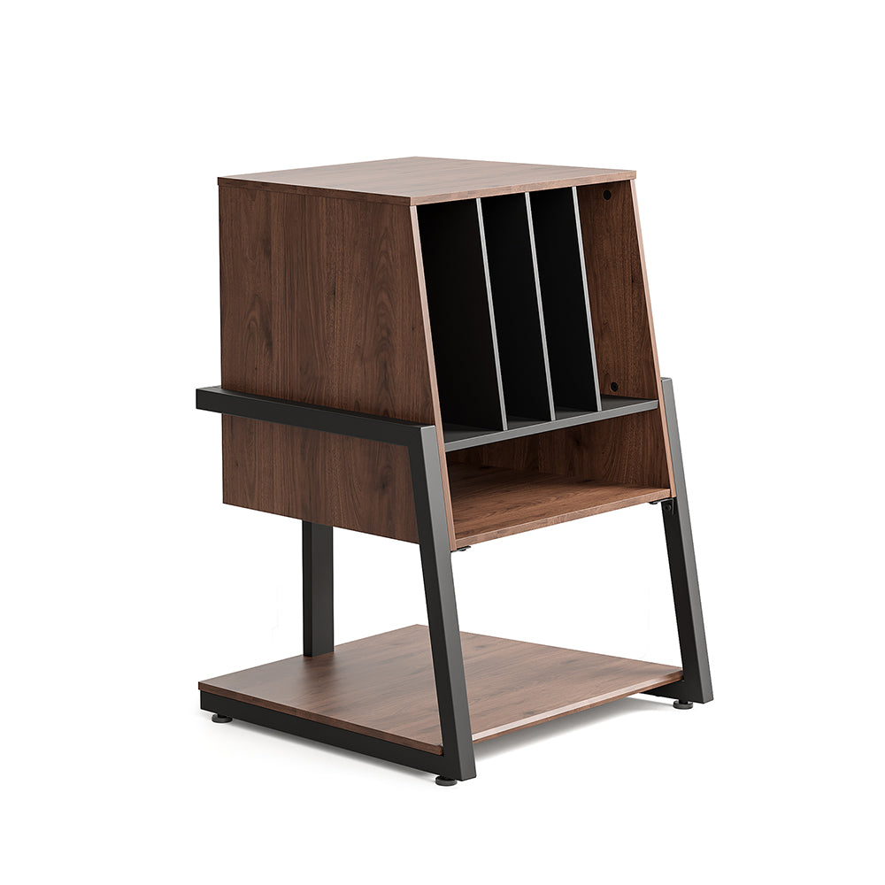 FITUEYES Vinyl Record Storage Cabinet – Retro-Inspired 2-Tier Stand for Records & Audio Gear