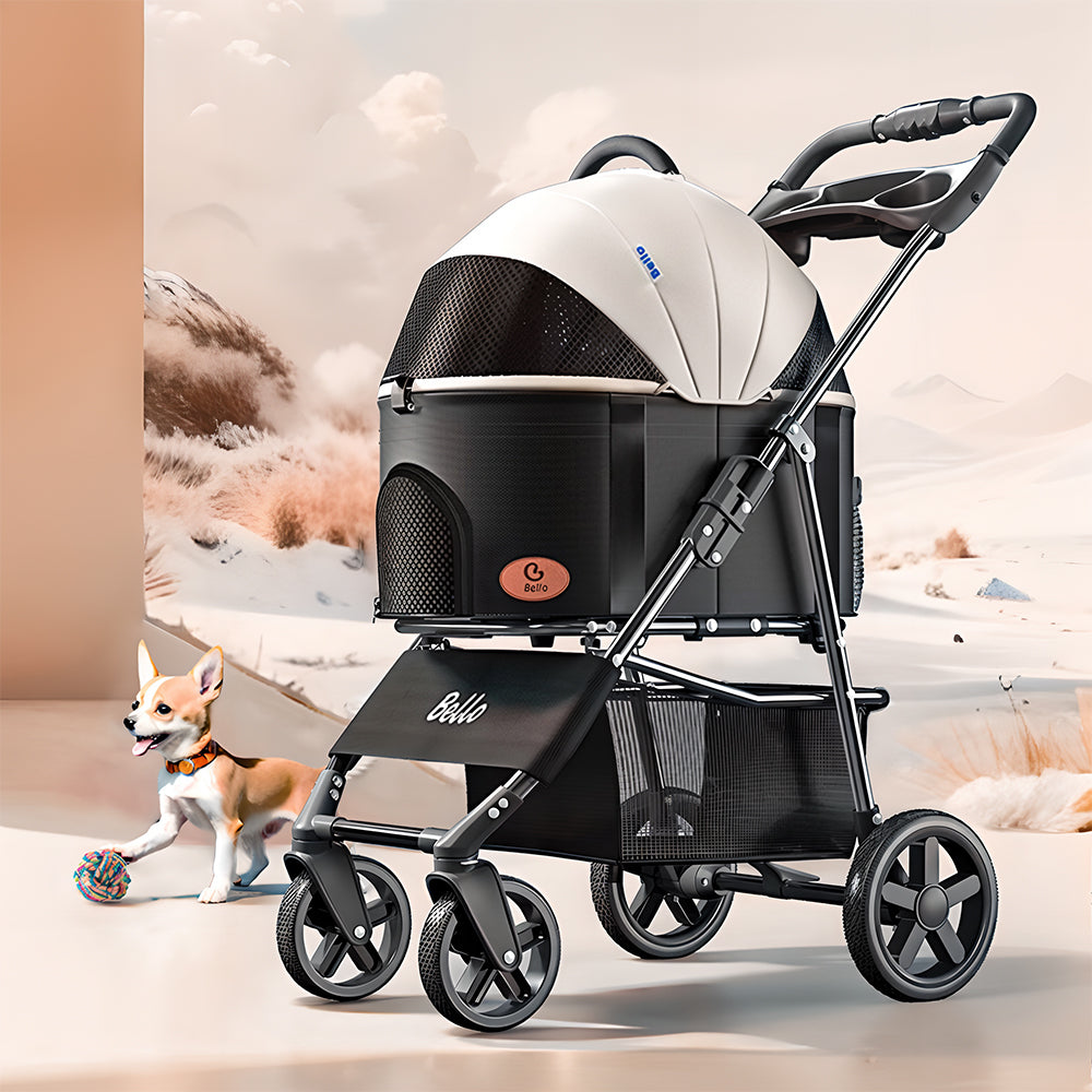Eeeza Foldable And Detachable Wrought Iron Frame Pet Stroller