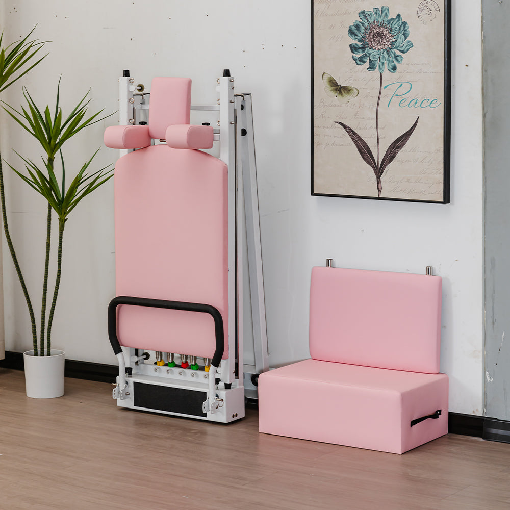 Eeeza Foldable Pilates Reformer with Steel Frame & Resistance System – Home Fitness Essential