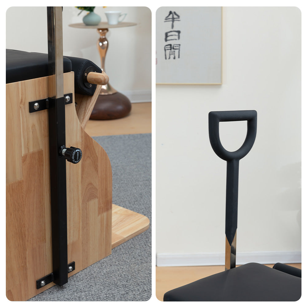 Eeeza Wooden Pilates Chair – Compact Dual Handle Wunda Chair with Rubberwood Frame