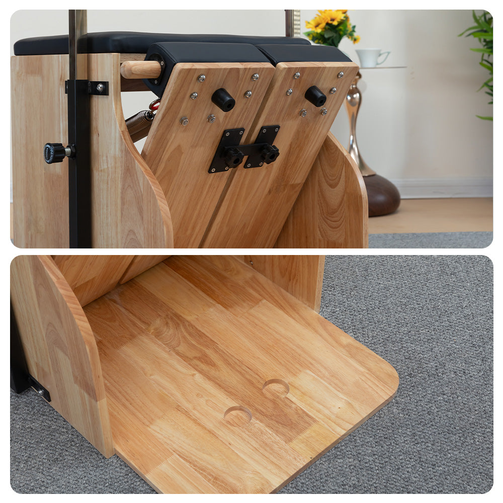 Eeeza Wooden Pilates Chair – Compact Dual Handle Wunda Chair with Rubberwood Frame