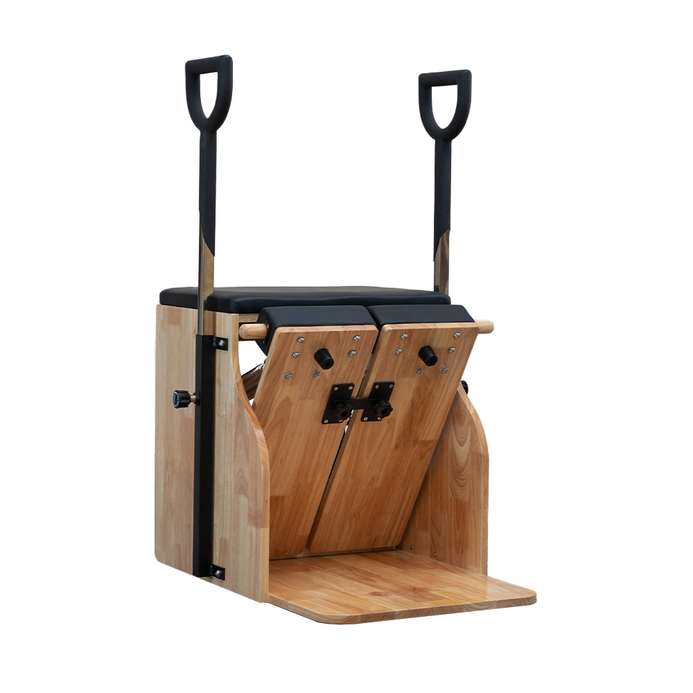 Eeeza Wooden Pilates Chair – Compact Dual Handle Wunda Chair with Rubberwood Frame