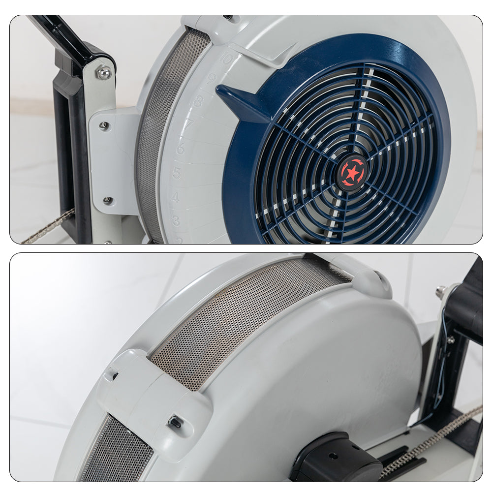 Eeeza Air Resistance Rowing Machine with 10-Level Wind Adjustment & LED Monitor
