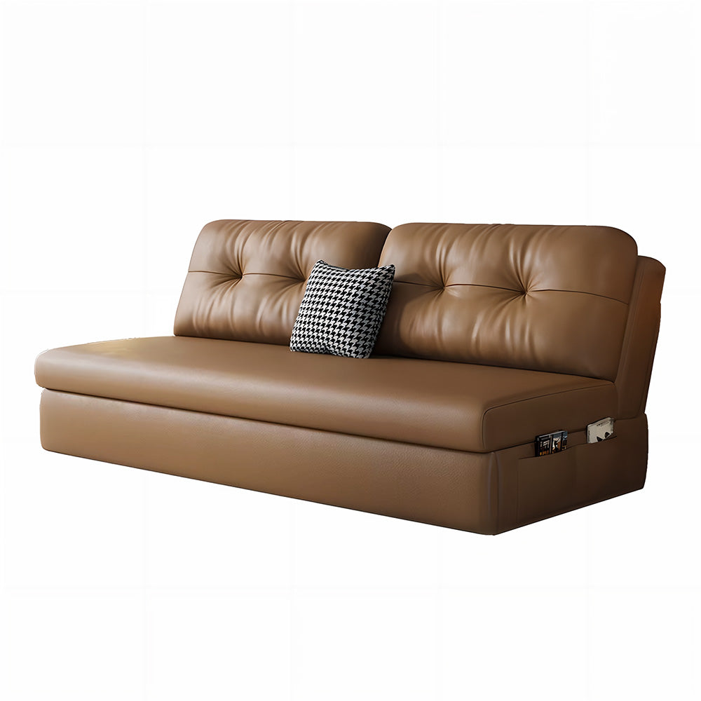 Eeeza Faux Leather Sofa Bed – Space-Saving Convertible Comfort, Vintage Nordic Style