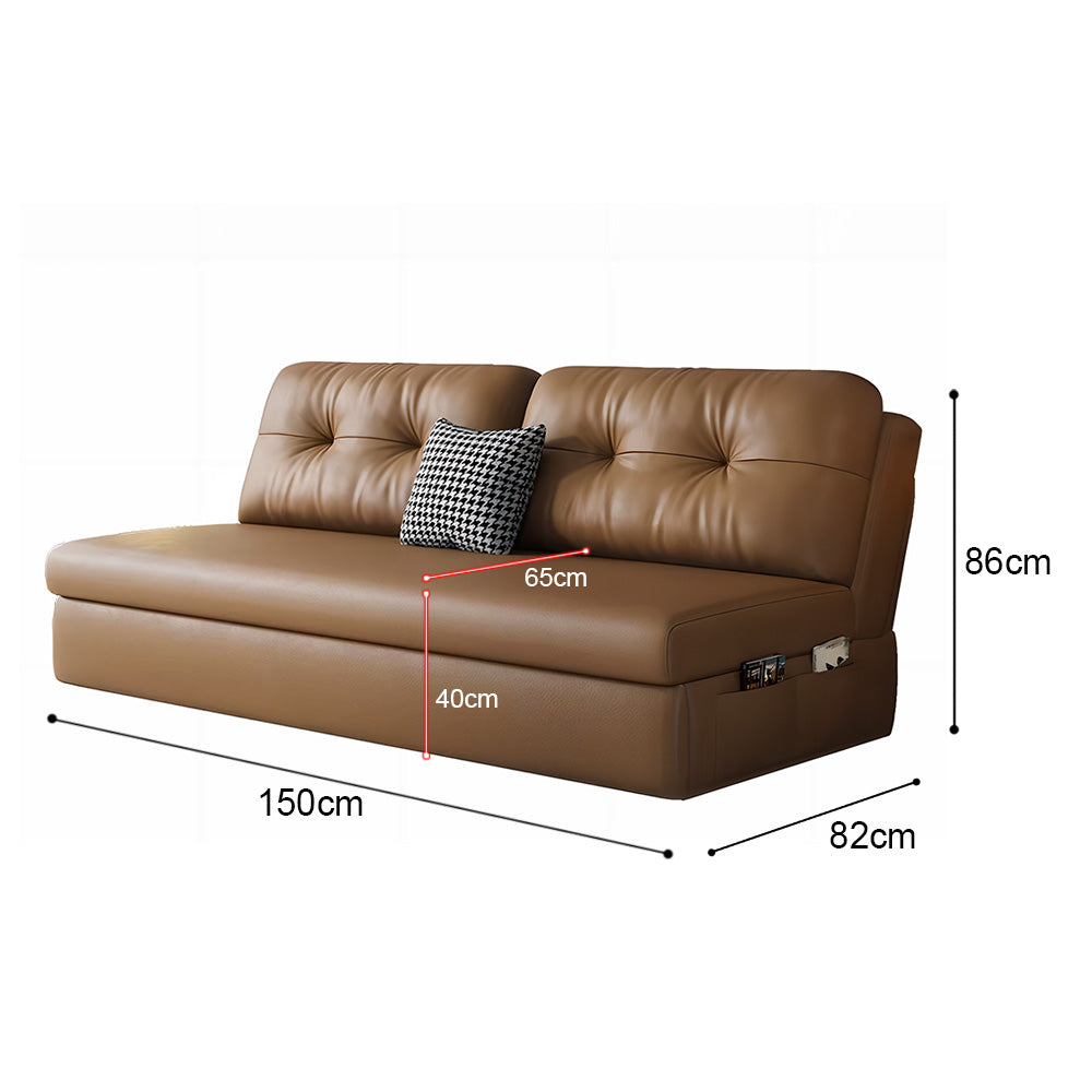 Eeeza Faux Leather Sofa Bed – Space-Saving Convertible Comfort, Vintage Nordic Style