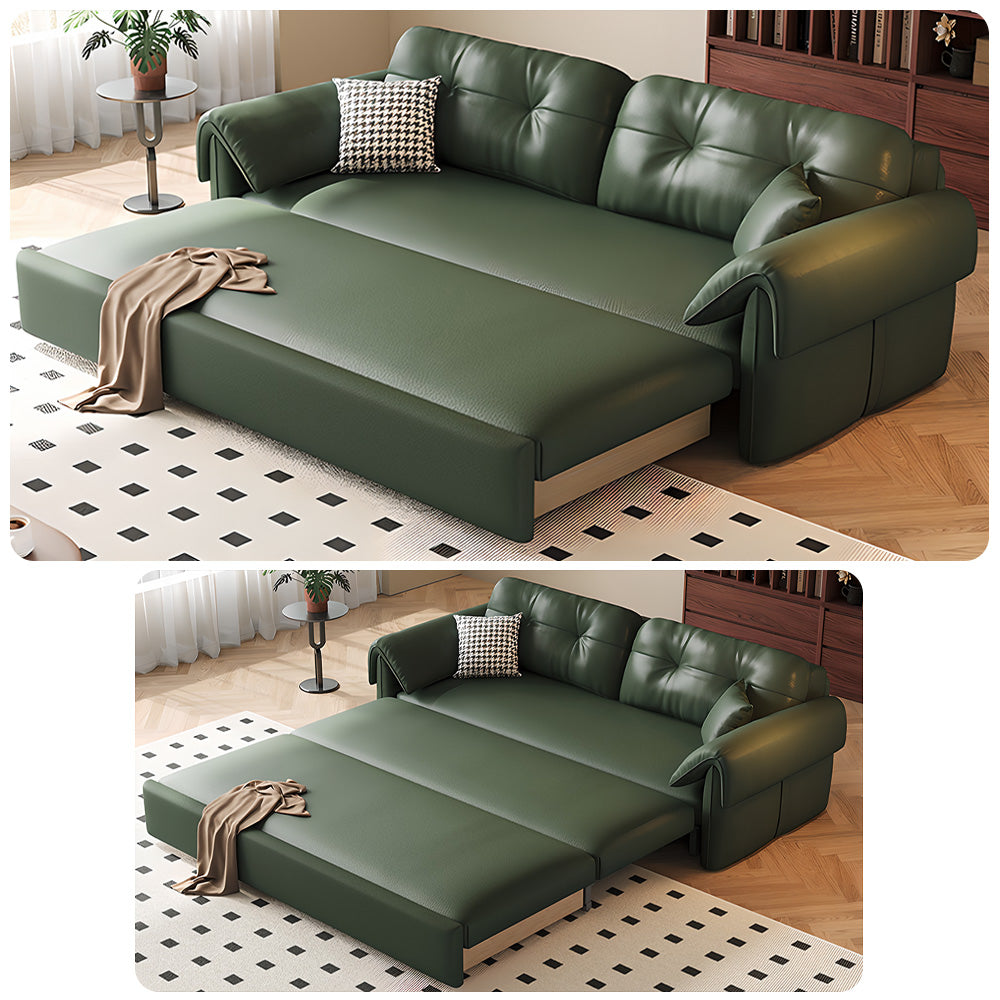 Eeeza Faux Leather Sofa Bed – Space-Saving Convertible Comfort, Vintage Nordic Style