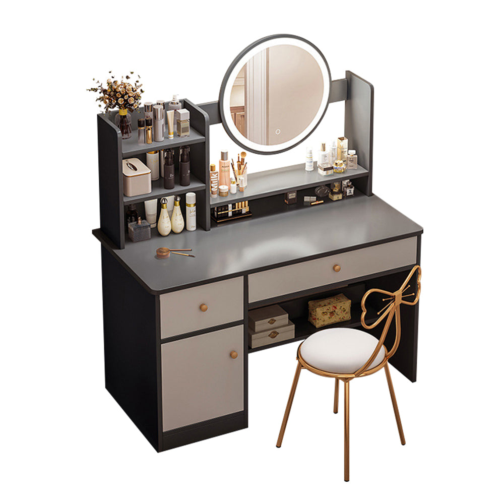 Eeeza Vanity Table Set with LED Mirror – Modern Dressing Table with Drawers and Choice of Chair Styles
