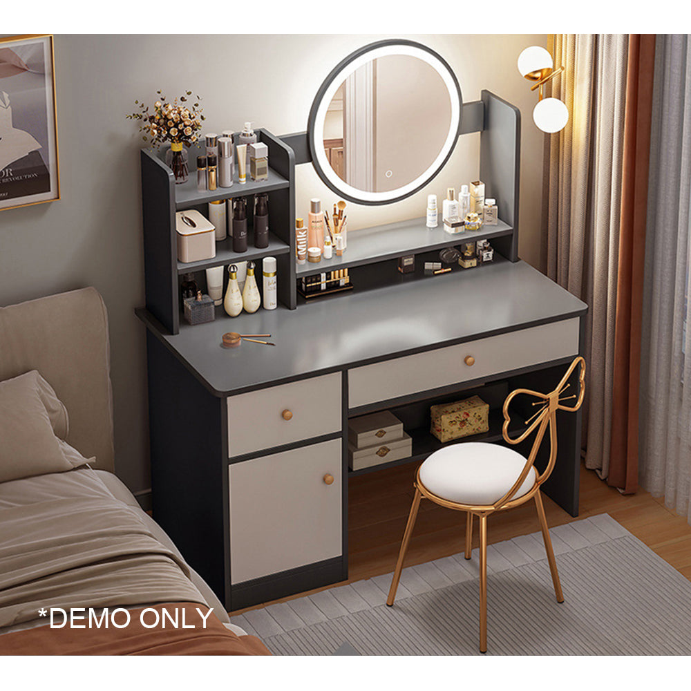 Eeeza Vanity Table Set with LED Mirror – Modern Dressing Table with Drawers and Choice of Chair Styles