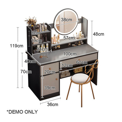 Eeeza LED Light 100CM Length Dressing Table with Chair