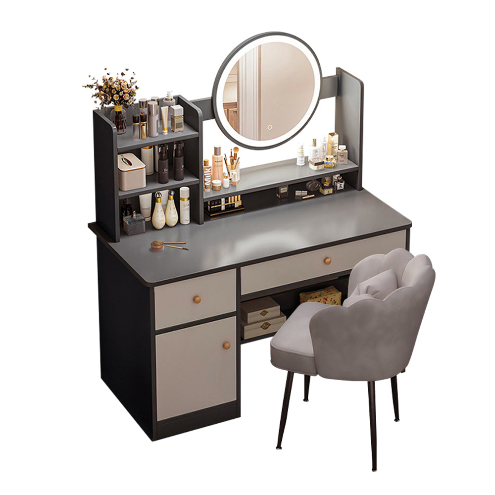 Eeeza Vanity Table Set with LED Mirror – Modern Dressing Table with Drawers and Choice of Chair Styles