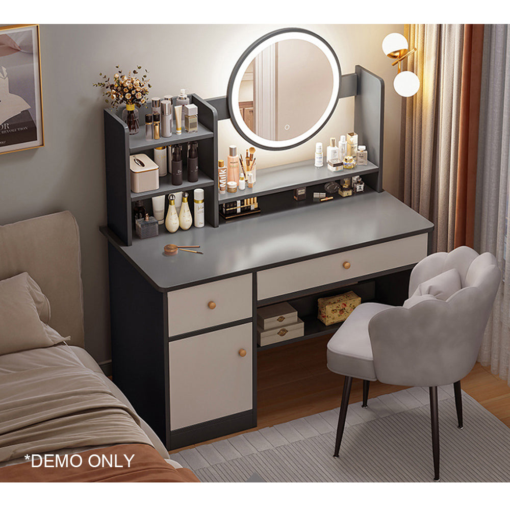 Eeeza Vanity Table Set with LED Mirror – Modern Dressing Table with Drawers and Choice of Chair Styles