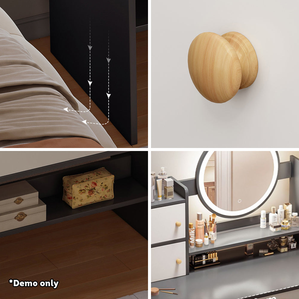 Eeeza Vanity Table Set with LED Mirror – Modern Dressing Table with Drawers and Choice of Chair Styles
