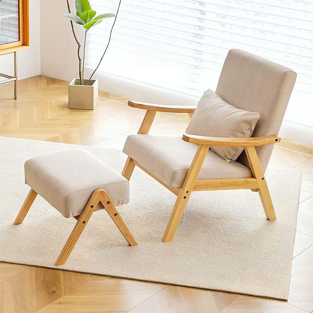 Eeeza Modern Casual Solid Wood Armchair