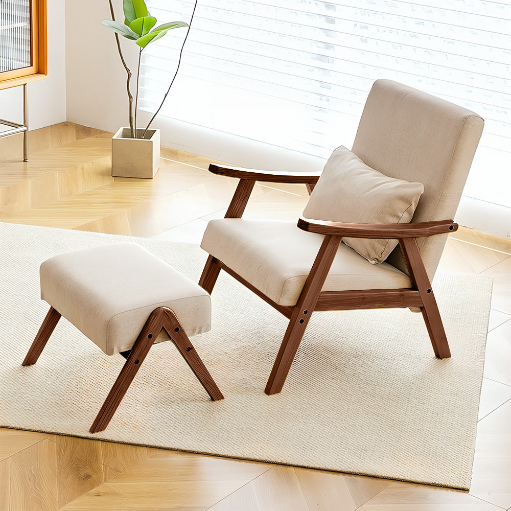 Eeeza Modern Casual Solid Wood Armchair