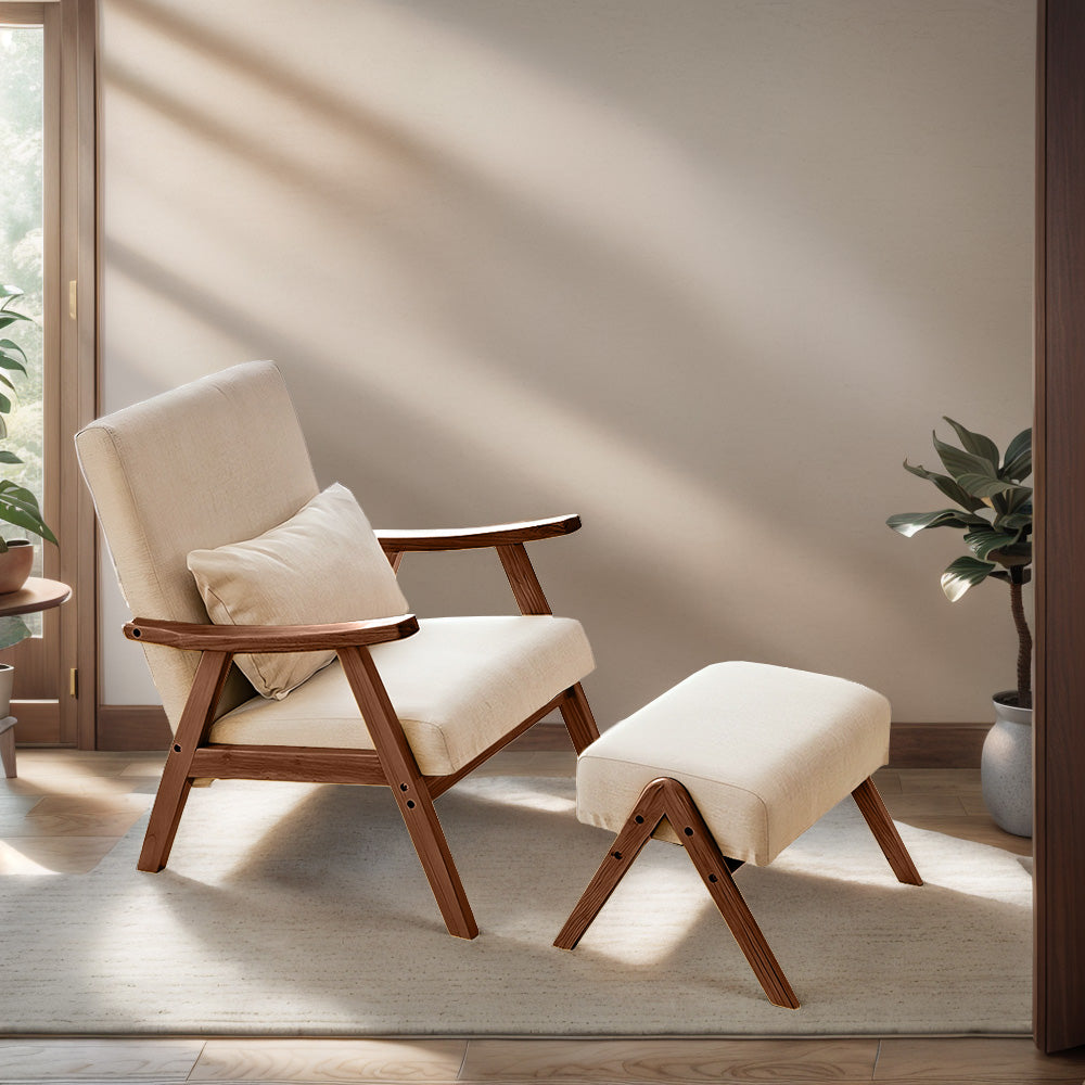 Eeeza Modern Casual Solid Wood Armchair
