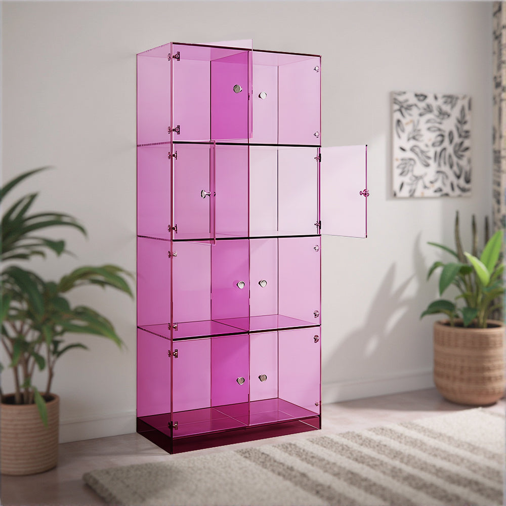 Eeeza Minimalist Multi-layer Acrylic Shelf With Doors