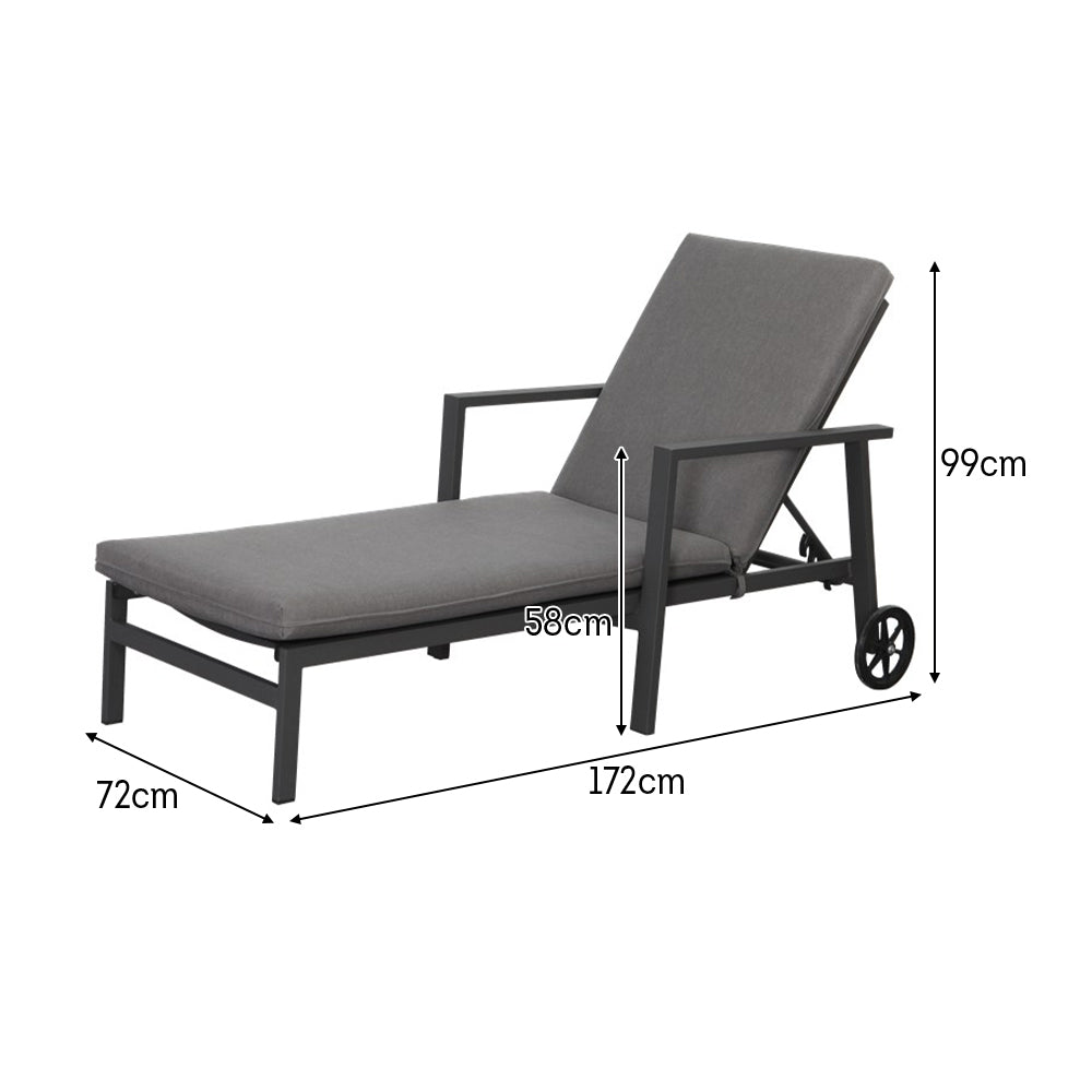 Eeeza Adjustable Height Sun Lounger - Grey