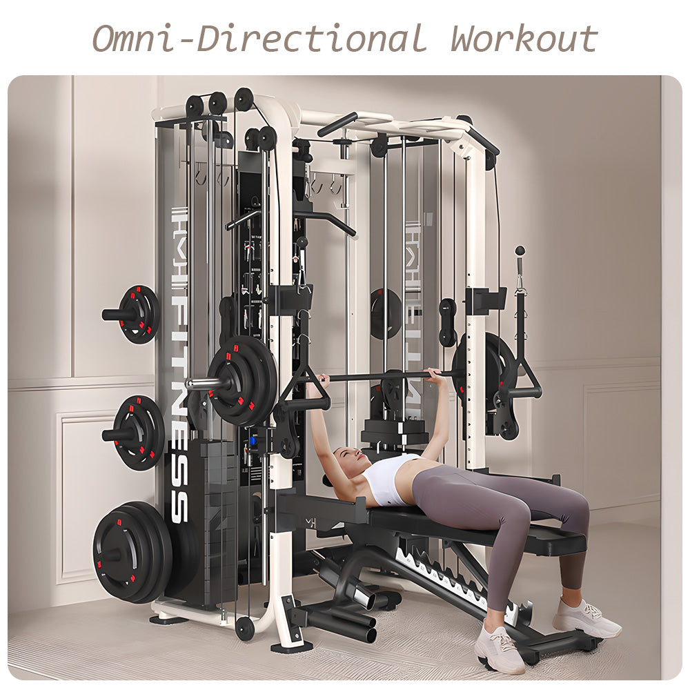 Eeeza All-in-One Functional Trainer – Dual 65kg/90kg Stacks, Full-Body Gym with Lat Pulldown, Smith, Row &amp; More