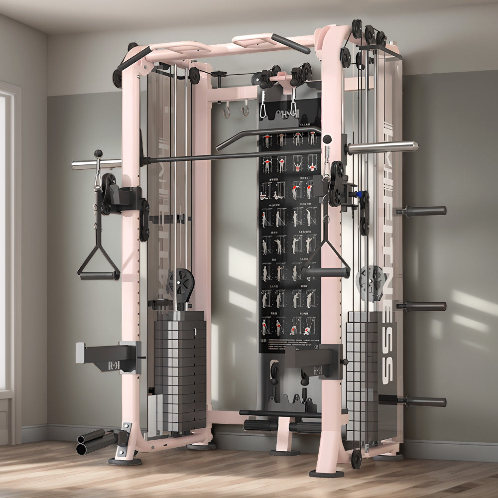 Eeeza All-in-One Functional Trainer – Dual 65kg/90kg Stacks, Full-Body Gym with Lat Pulldown, Smith, Row &amp; More