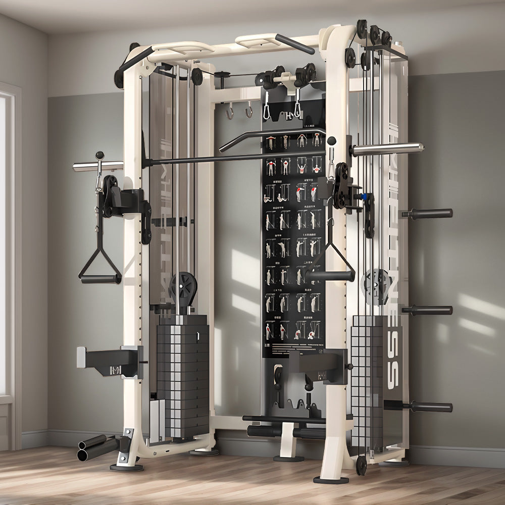 Eeeza All-in-One Functional Trainer – Dual 65kg/90kg Stacks, Full-Body Gym with Lat Pulldown, Smith, Row &amp; More