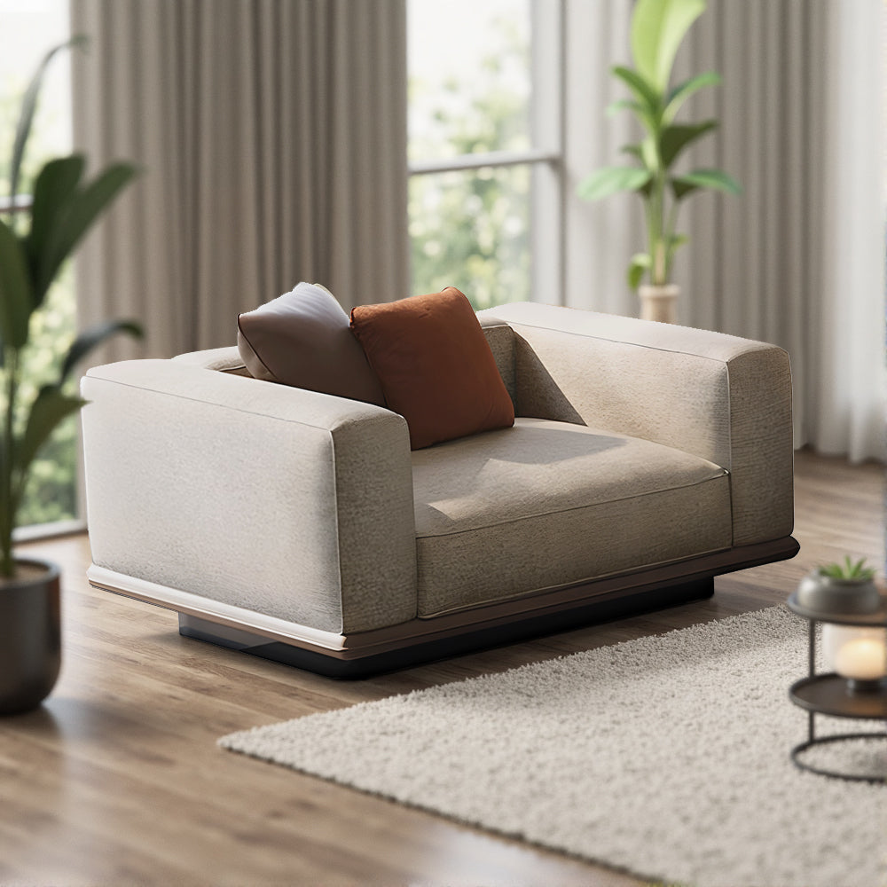 Eeeza 120–280cm Minimalist Linen Sofa – Bamboo Charcoal Foam, Larch Wood Frame