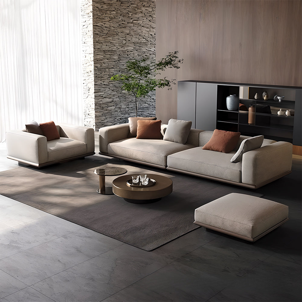 Eeeza 120–280cm Minimalist Linen Sofa – Bamboo Charcoal Foam, Larch Wood Frame