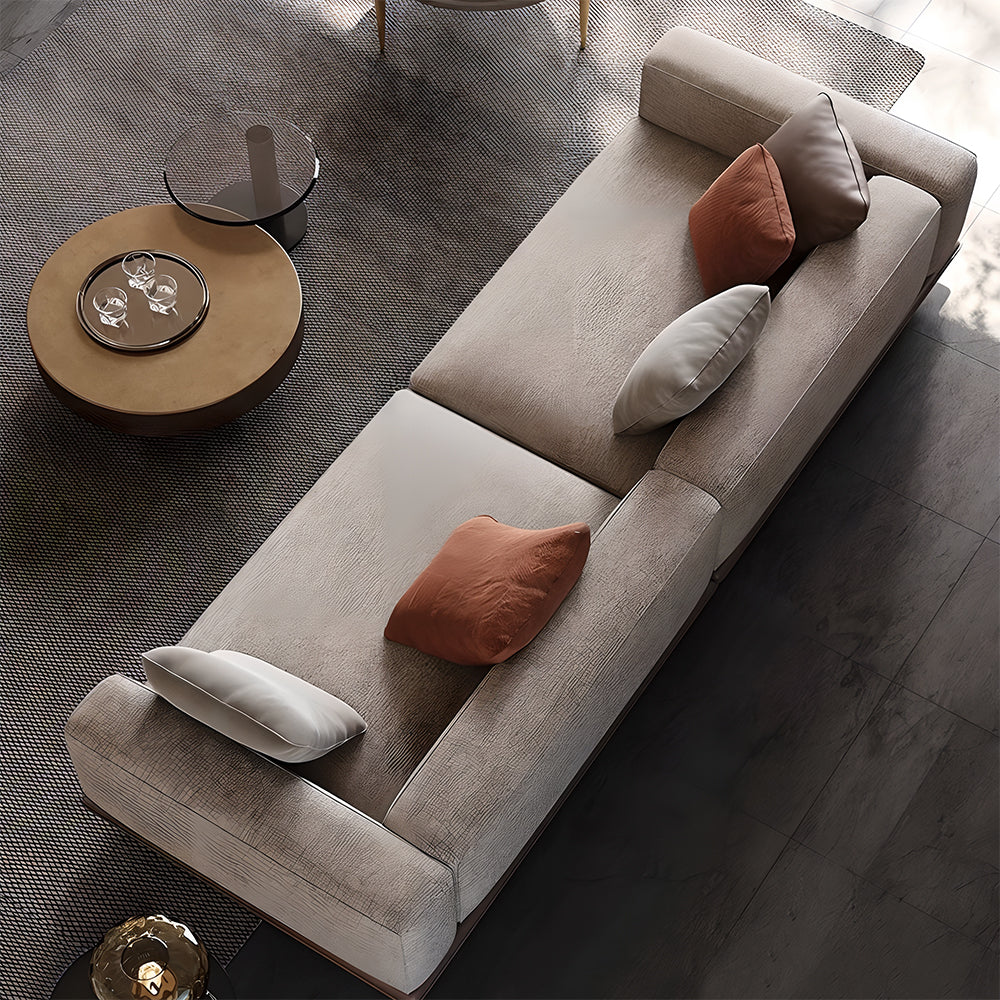 Eeeza 120–280cm Minimalist Linen Sofa – Bamboo Charcoal Foam, Larch Wood Frame