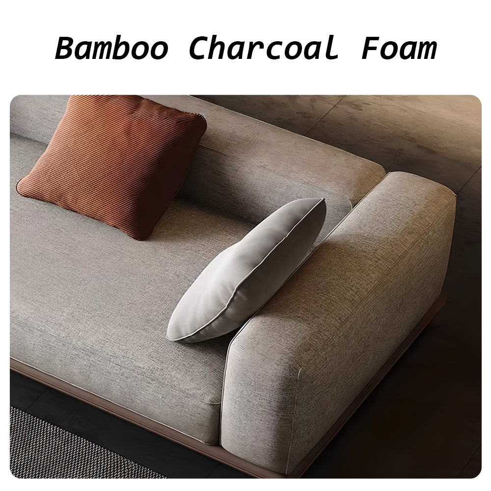 Eeeza 120–280cm Minimalist Linen Sofa – Bamboo Charcoal Foam, Larch Wood Frame