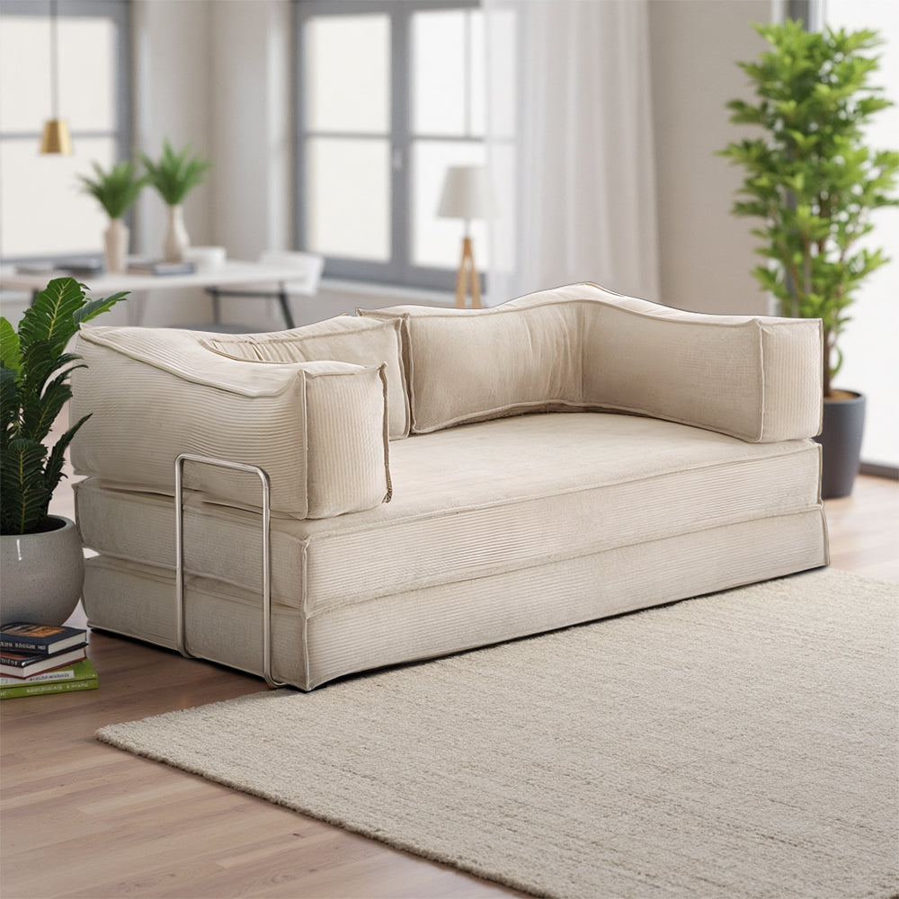 Eeeza Modular Corduroy Sofa Bed – Flexible Assembly, Down-Filled Cushions, 150/180/220cm Sizes