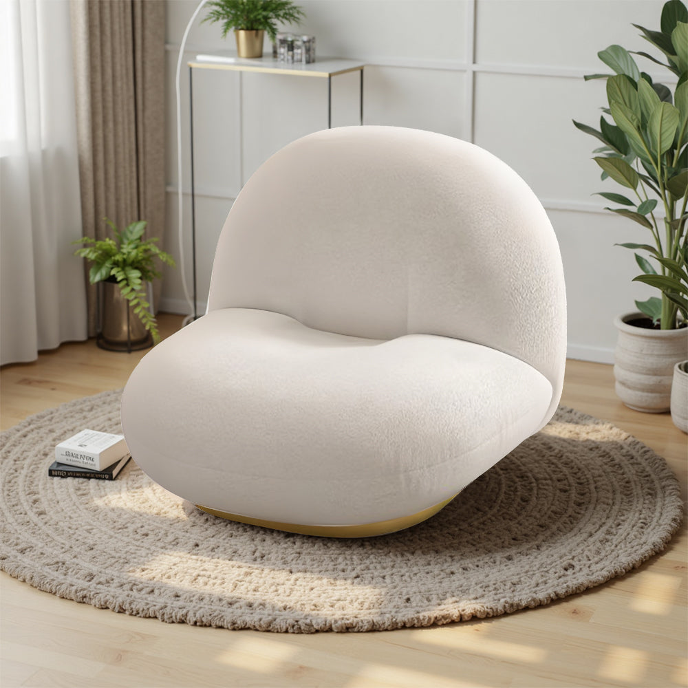 Eeeza Curved Lamb Fleece Sofa – Cozy Elegance in Every Curve