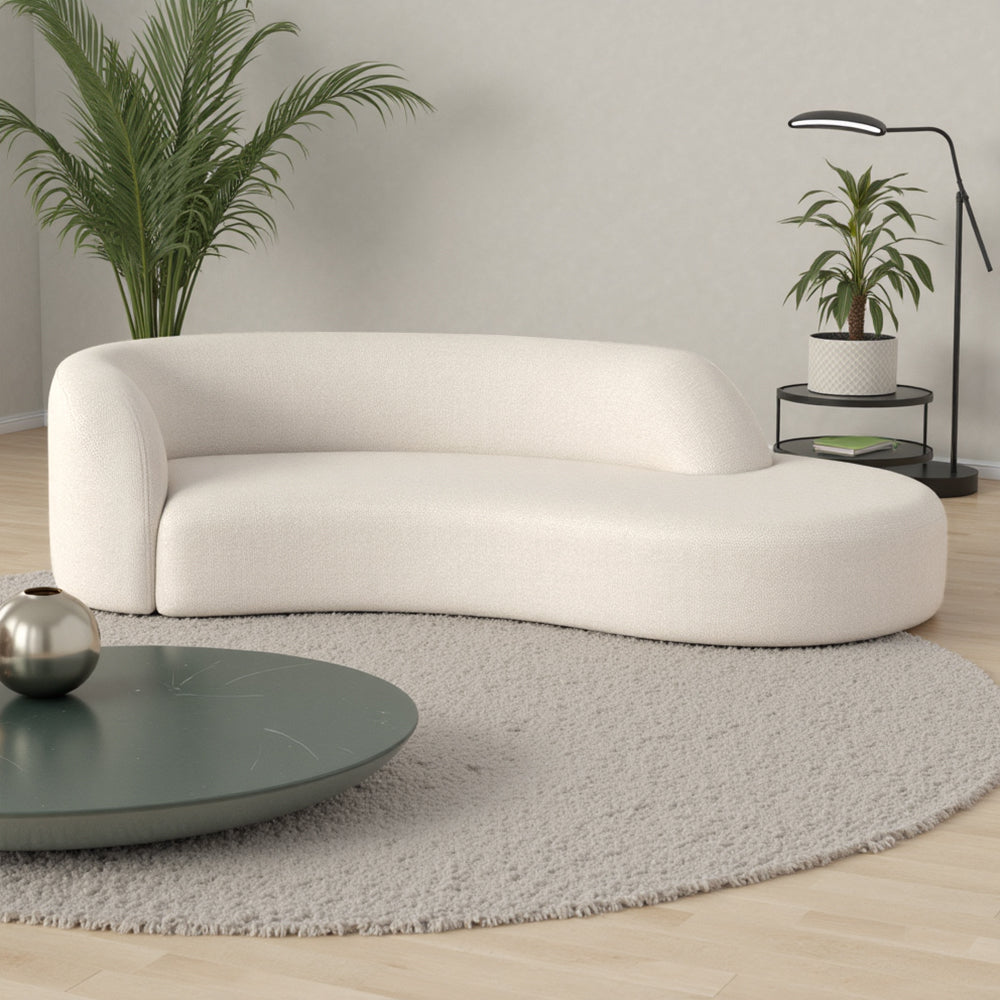 Eeeza Curved Lamb Fleece Sofa – Cozy Elegance in Every Curve