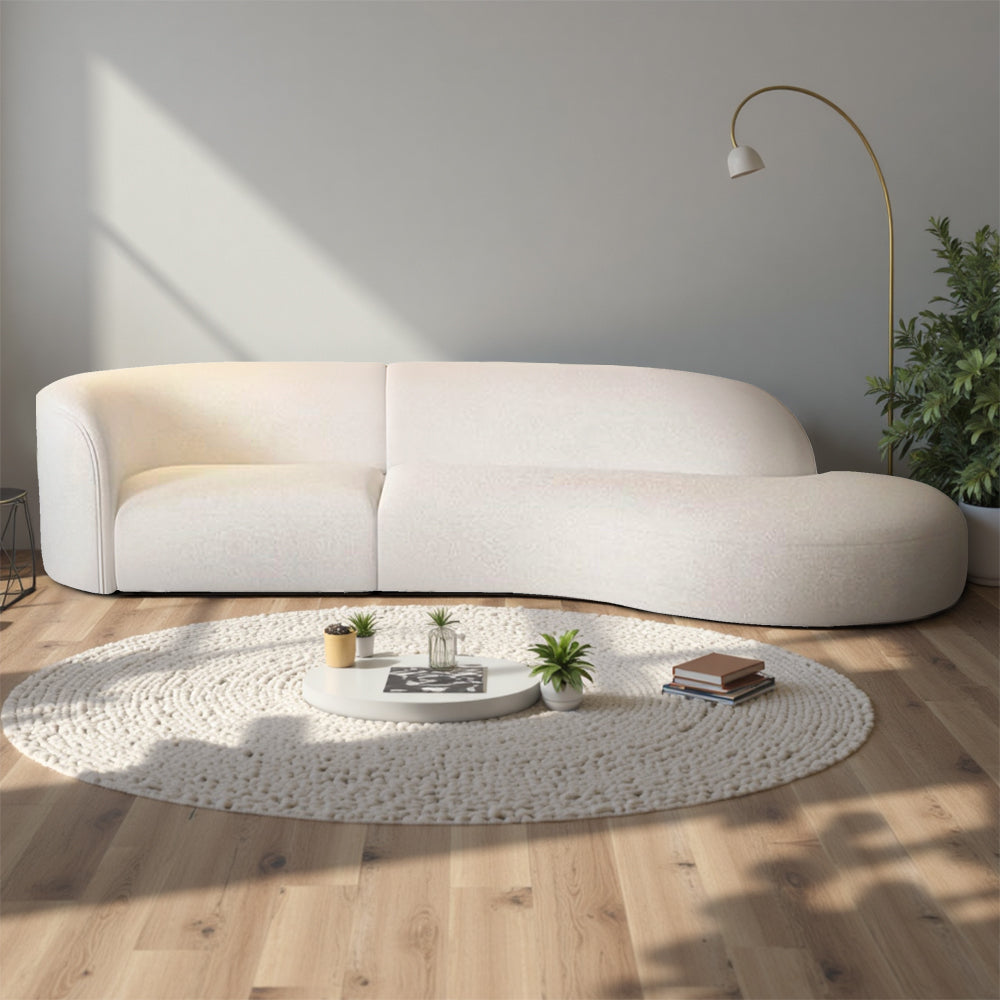 Eeeza Curved Lamb Fleece Sofa – Cozy Elegance in Every Curve