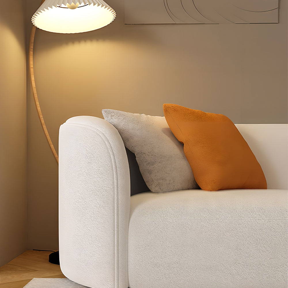 Eeeza Curved Lamb Fleece Sofa – Cozy Elegance in Every Curve