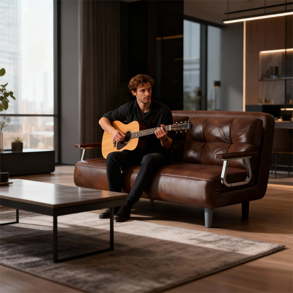 Eeeza Upholstered Leather Sofa with Fashionable Design