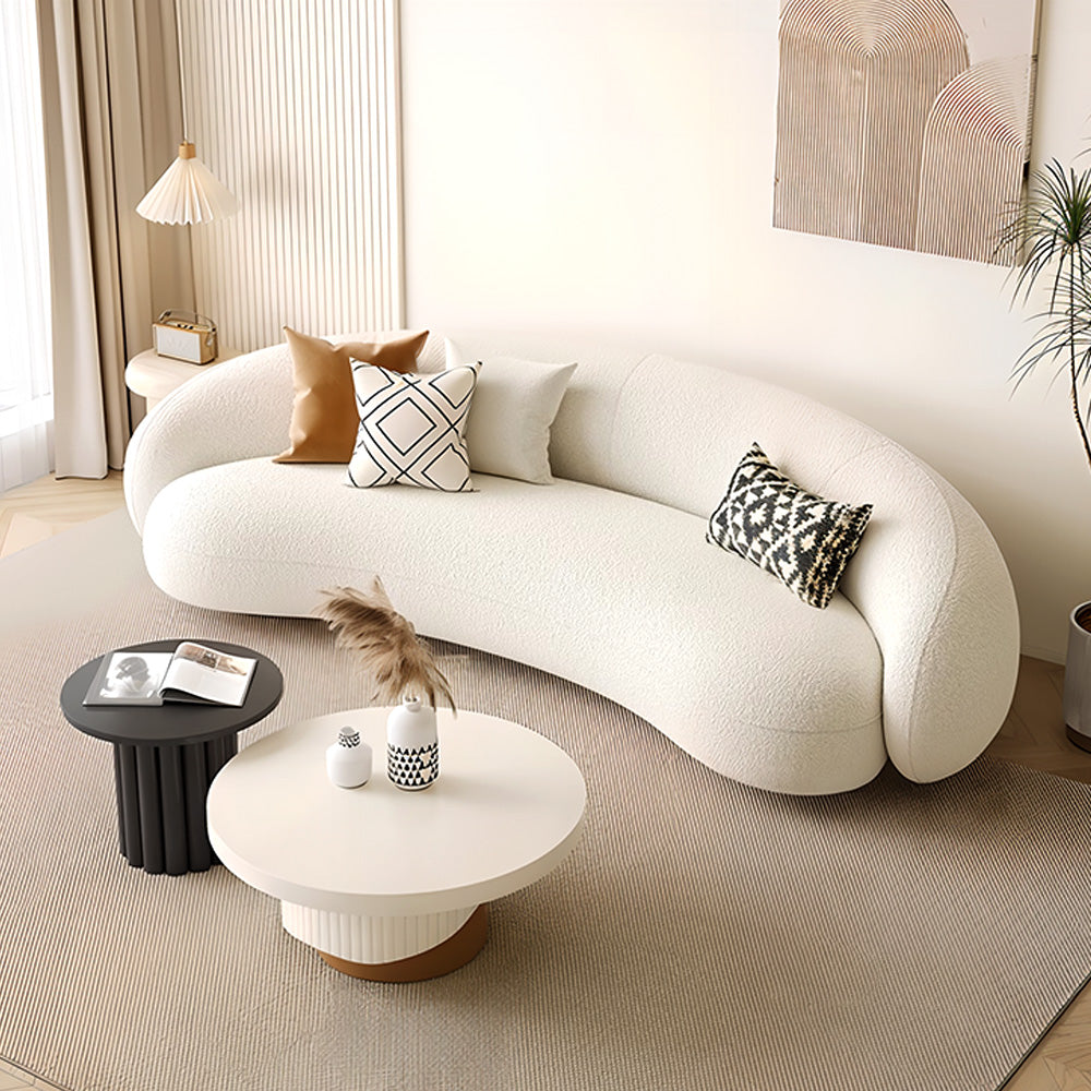 Eeeza Curved Bouclé Sofa Set – 86/180/210/240cm Sizes, Ergonomic Support with Plush Wool Touch & Modular Comfort
