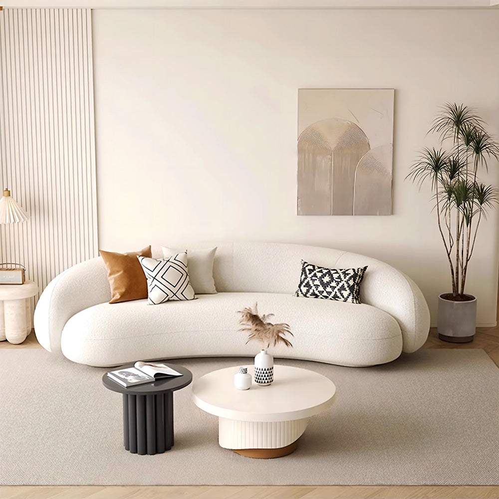Eeeza Curved Bouclé Sofa Set – 86/180/210/240cm Sizes, Ergonomic Support with Plush Wool Touch & Modular Comfort
