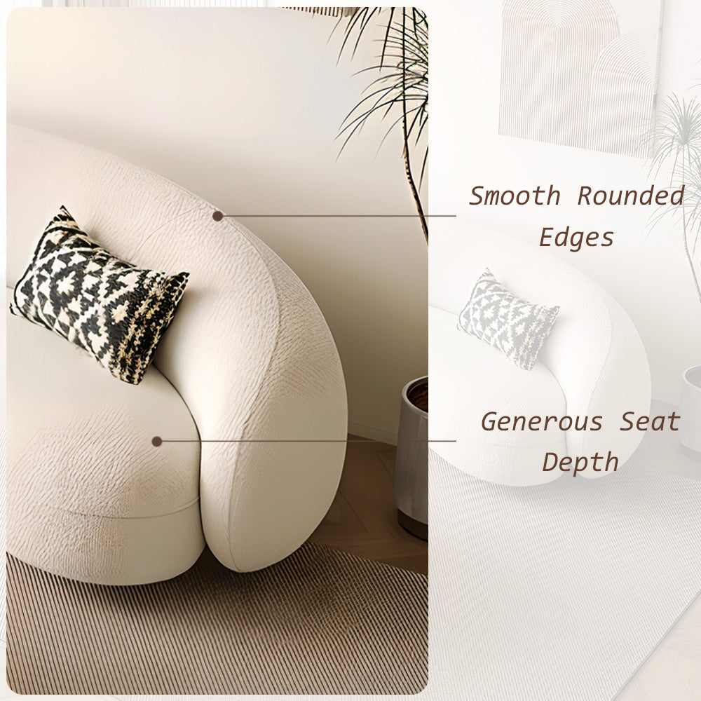 Eeeza Curved Bouclé Sofa Set – 86/180/210/240cm Sizes, Ergonomic Support with Plush Wool Touch & Modular Comfort