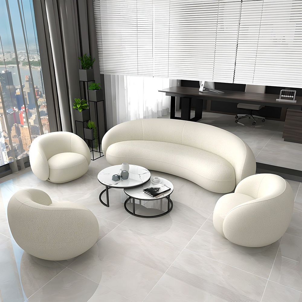 Eeeza Curved Bouclé Sofa Set – 86/180/210/240cm Sizes, Ergonomic Support with Plush Wool Touch & Modular Comfort