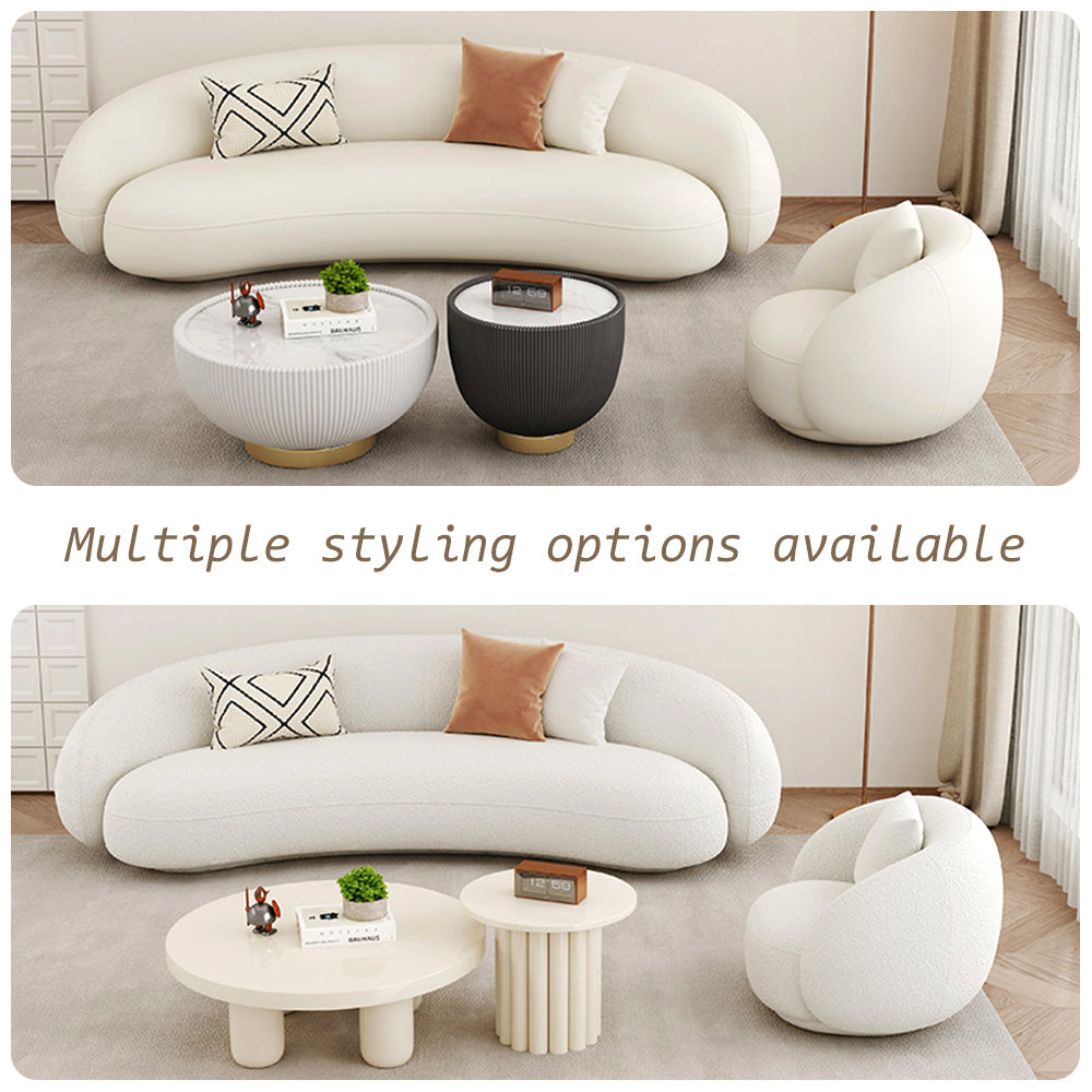 Eeeza Curved Bouclé Sofa Set – 86/180/210/240cm Sizes, Ergonomic Support with Plush Wool Touch & Modular Comfort