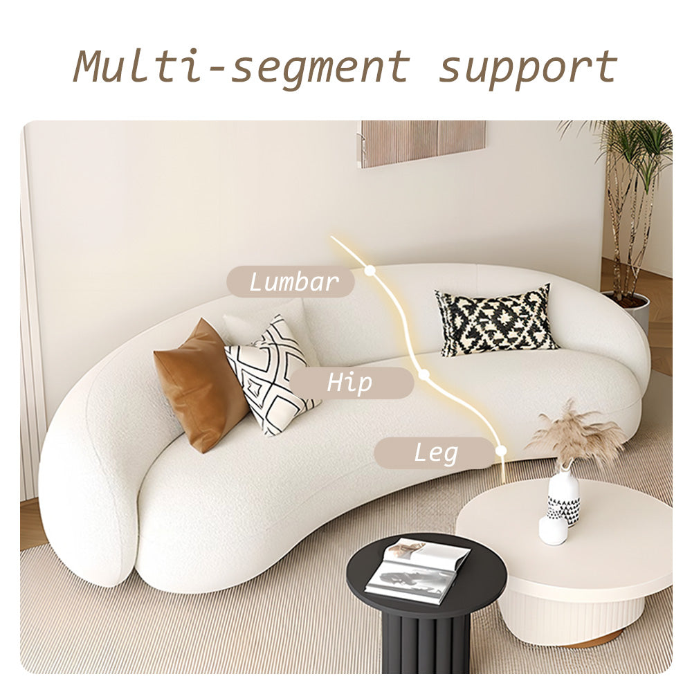 Eeeza Curved Bouclé Sofa Set – 86/180/210/240cm Sizes, Ergonomic Support with Plush Wool Touch & Modular Comfort