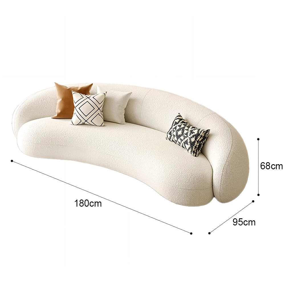 Eeeza Curved Bouclé Sofa Set – 86/180/210/240cm Sizes, Ergonomic Support with Plush Wool Touch & Modular Comfort