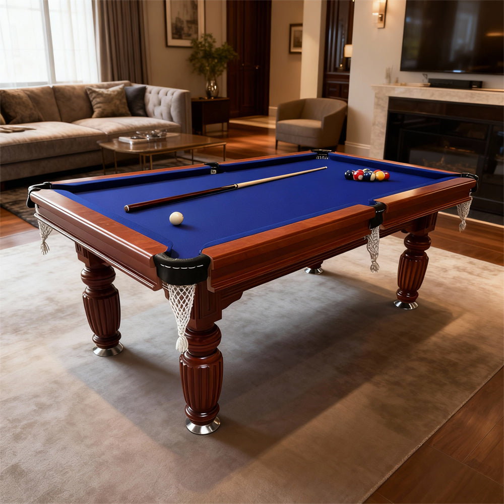 Eeeza 8FT Walnut Slate Pool Table – Classic Look with Full Accessories for Home or Lounge