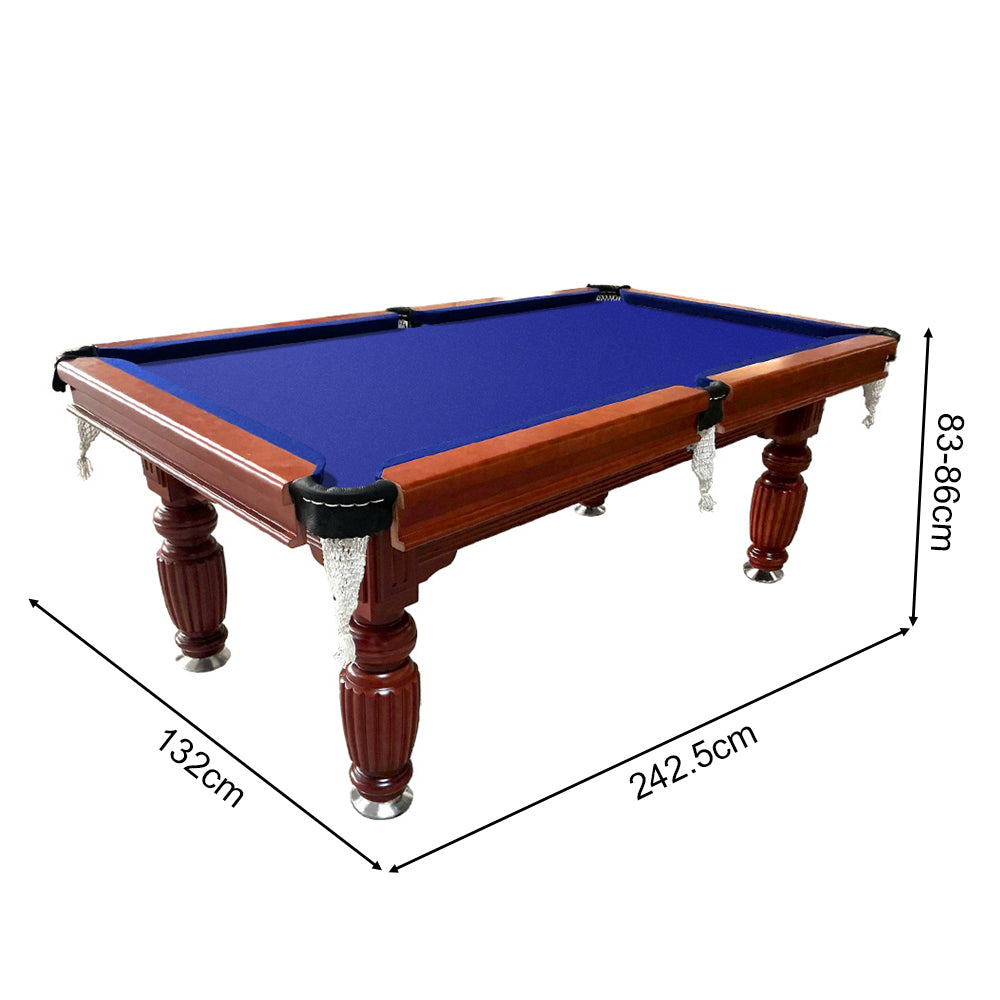 Eeeza Classic Slate Pool Table with Cues and Balls Set for Home or Lounge, Walnut Wood, 8FT