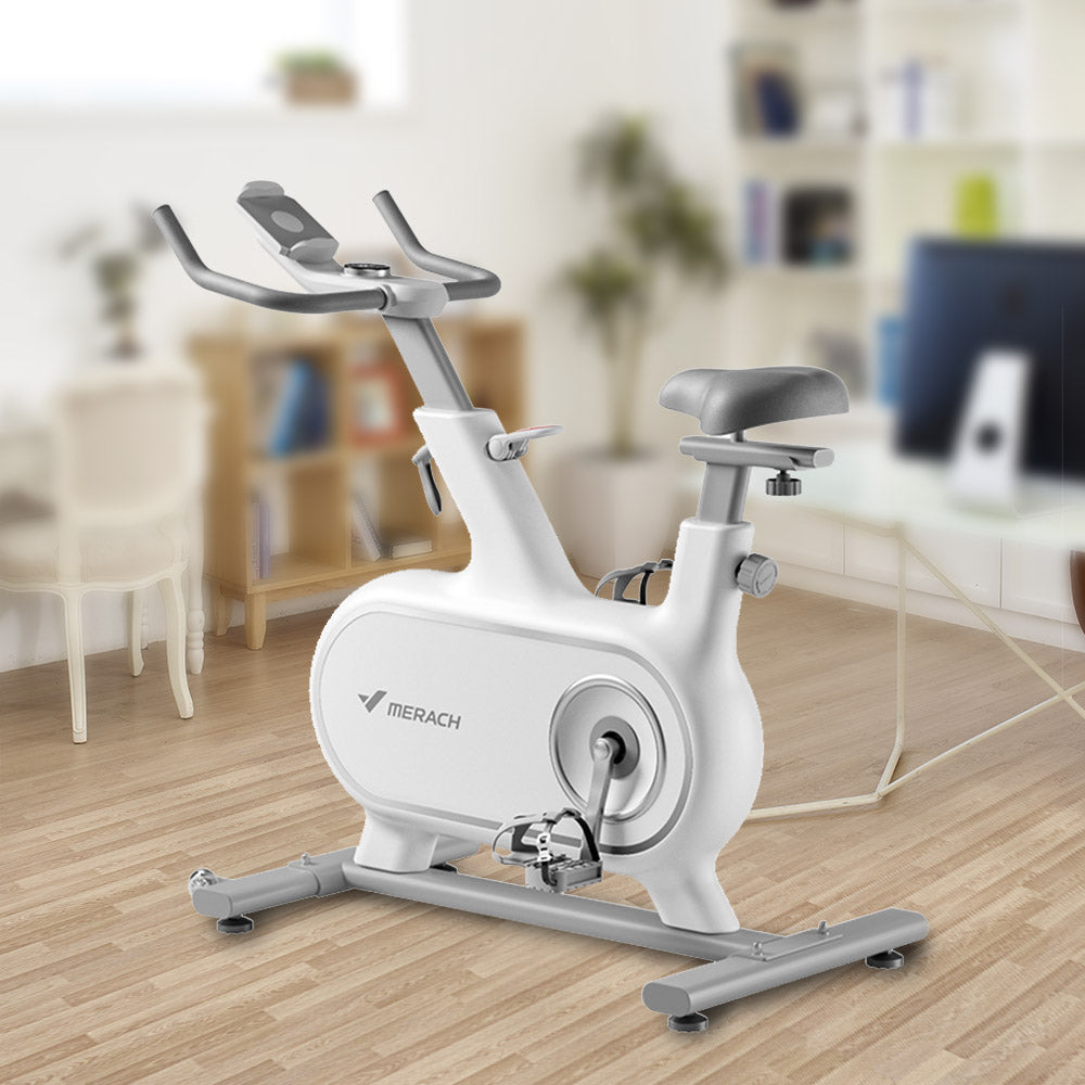 Eeeza 6KG Flywheel Spin Bike Home Gym Train - White