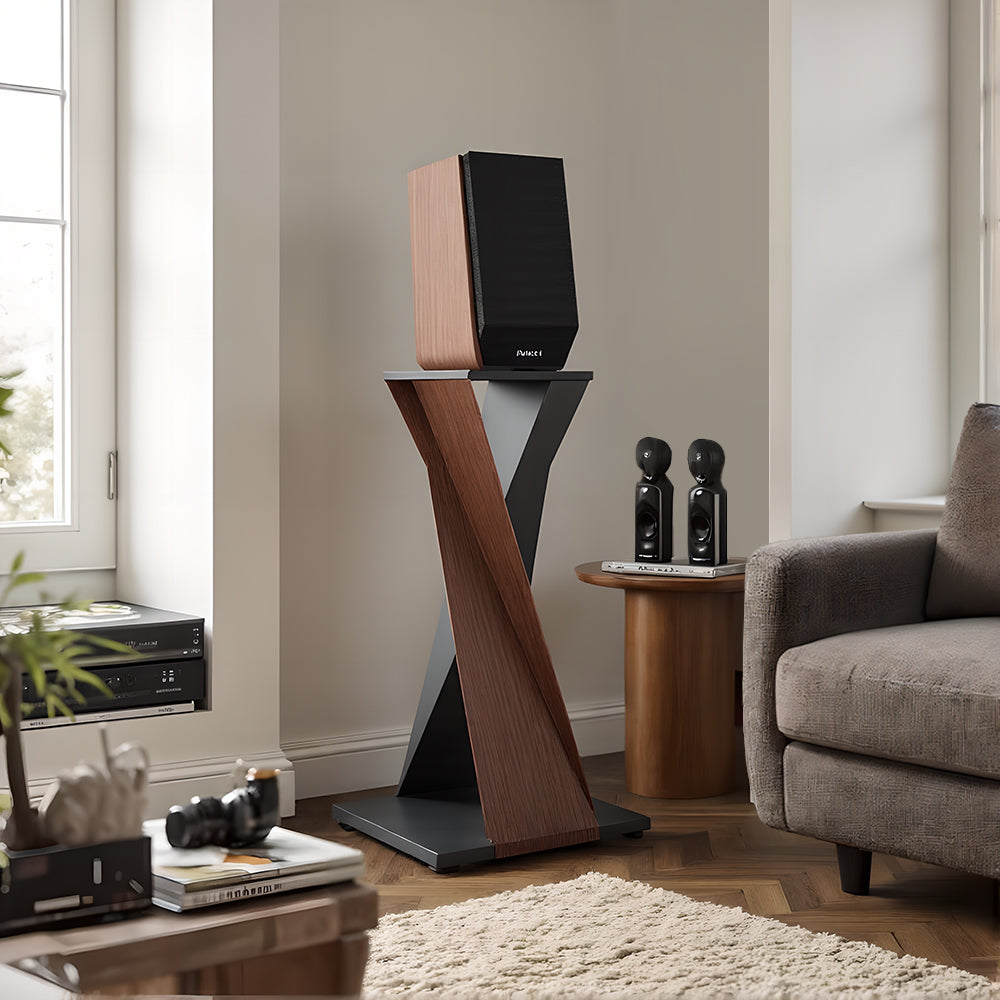 FITUEYES Eiffel Bookshelf Speaker Stand – 70cm Modern Industrial Audio Stand for Surround Sound Speakers