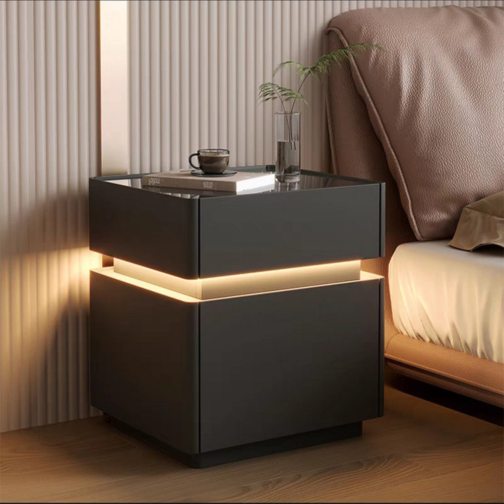 Eeeza Artificial Leather Side Table With Light