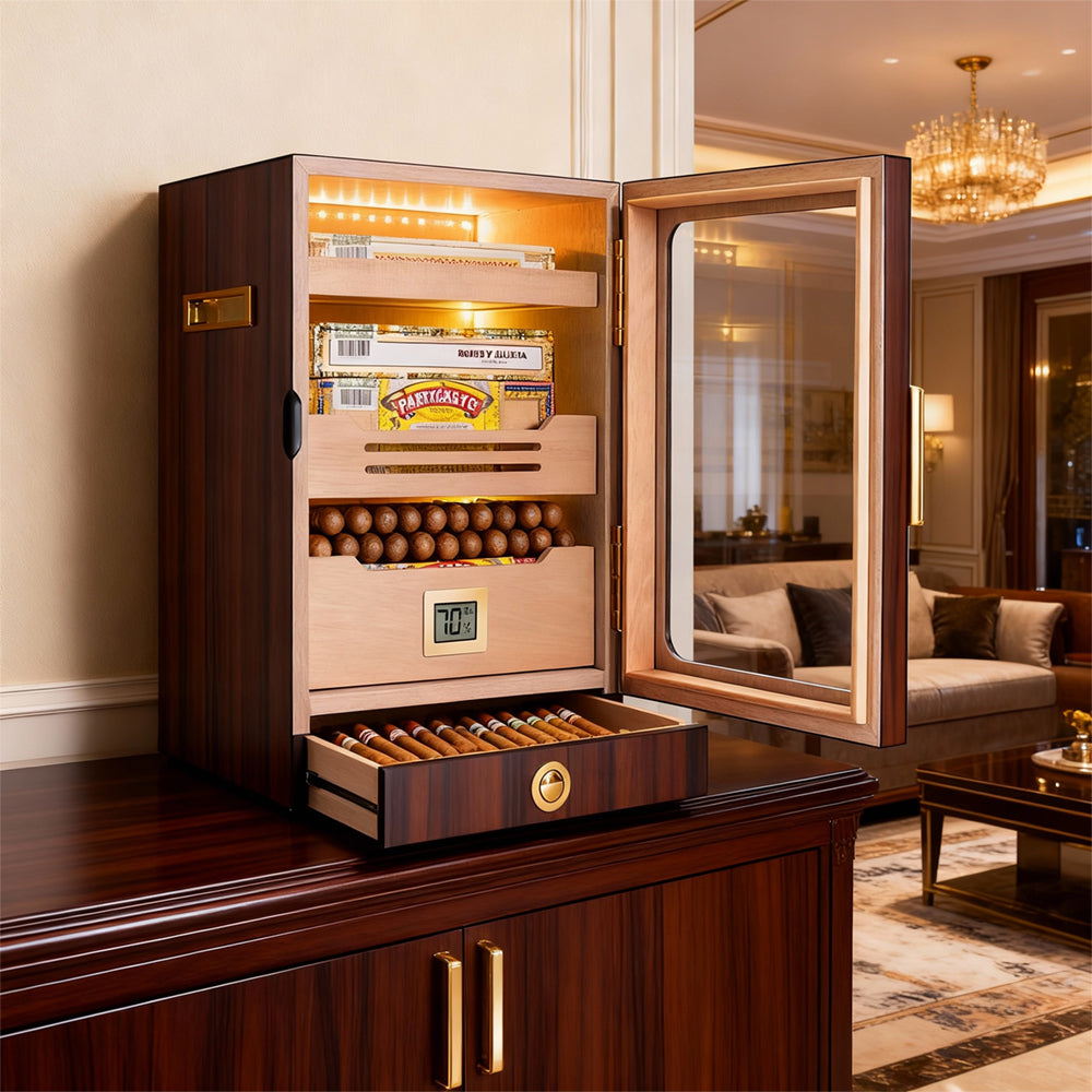Eeeza Cigar cabinet equipped with a precision digital hygrometer