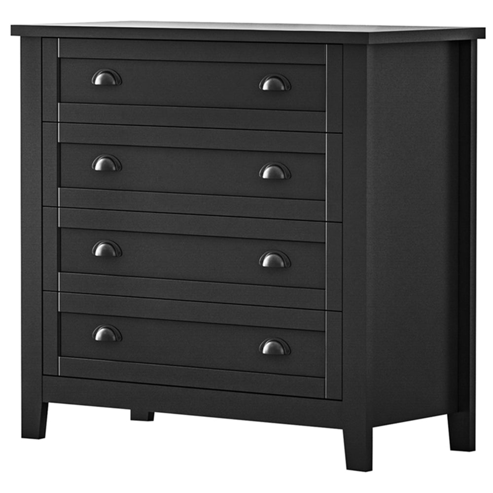 Eeeza Retro 4-Drawer Chest with Solid Frame and Anti-Tip Safety – Black & Blue